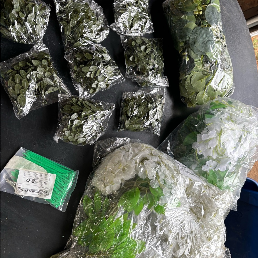 Artificial Greenery and White Flower Collection